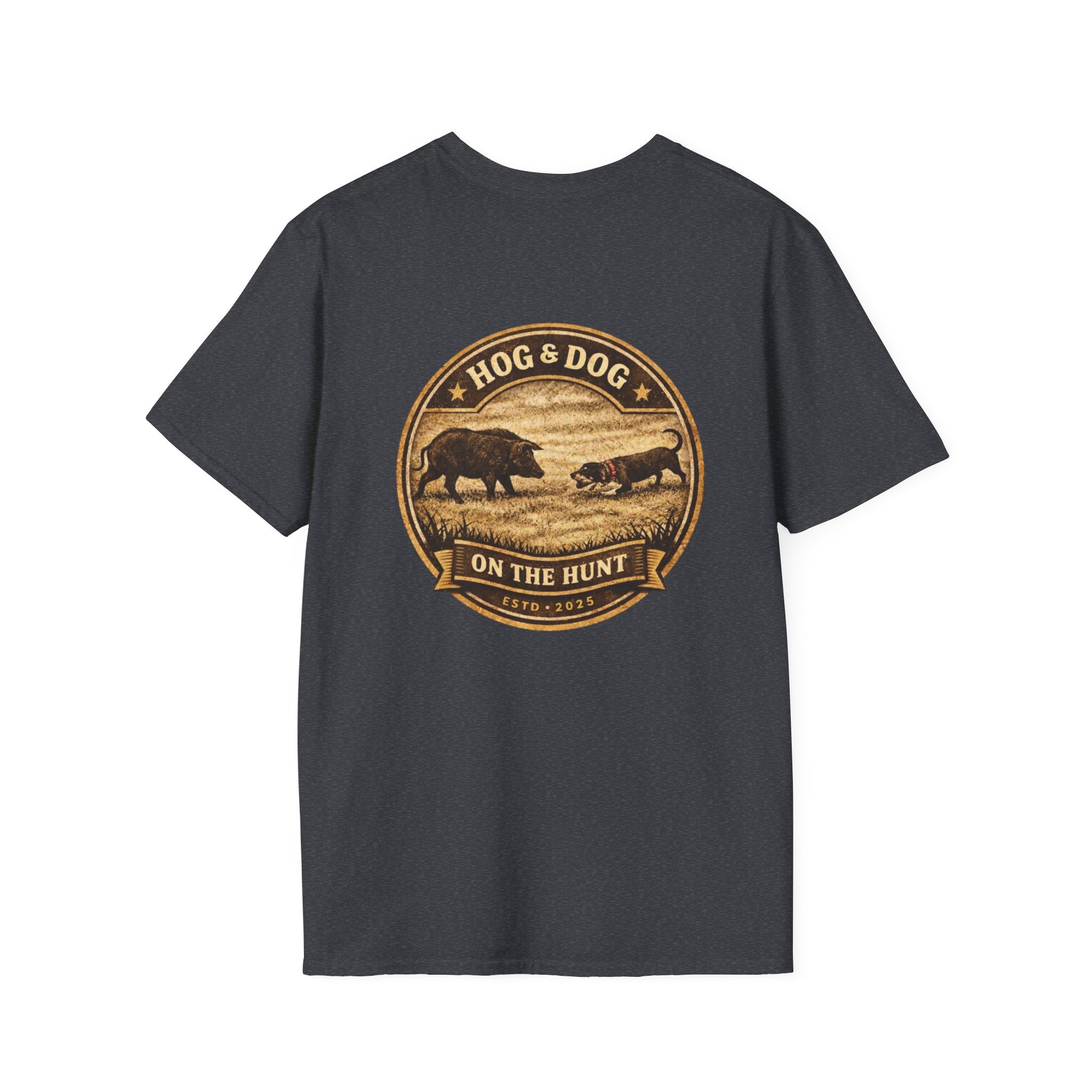 Hog & Dog Hunting Graphic T-Shirt — "On the Hunt" Vintage Badge