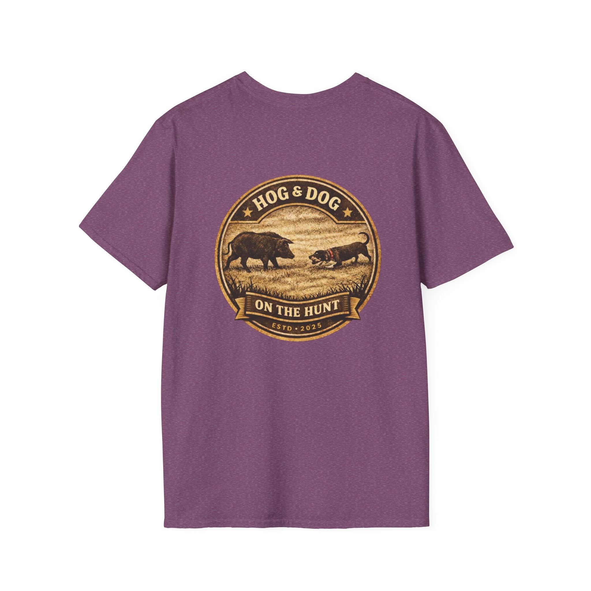 Hog & Dog Hunting Graphic T-Shirt — "On the Hunt" Vintage Badge