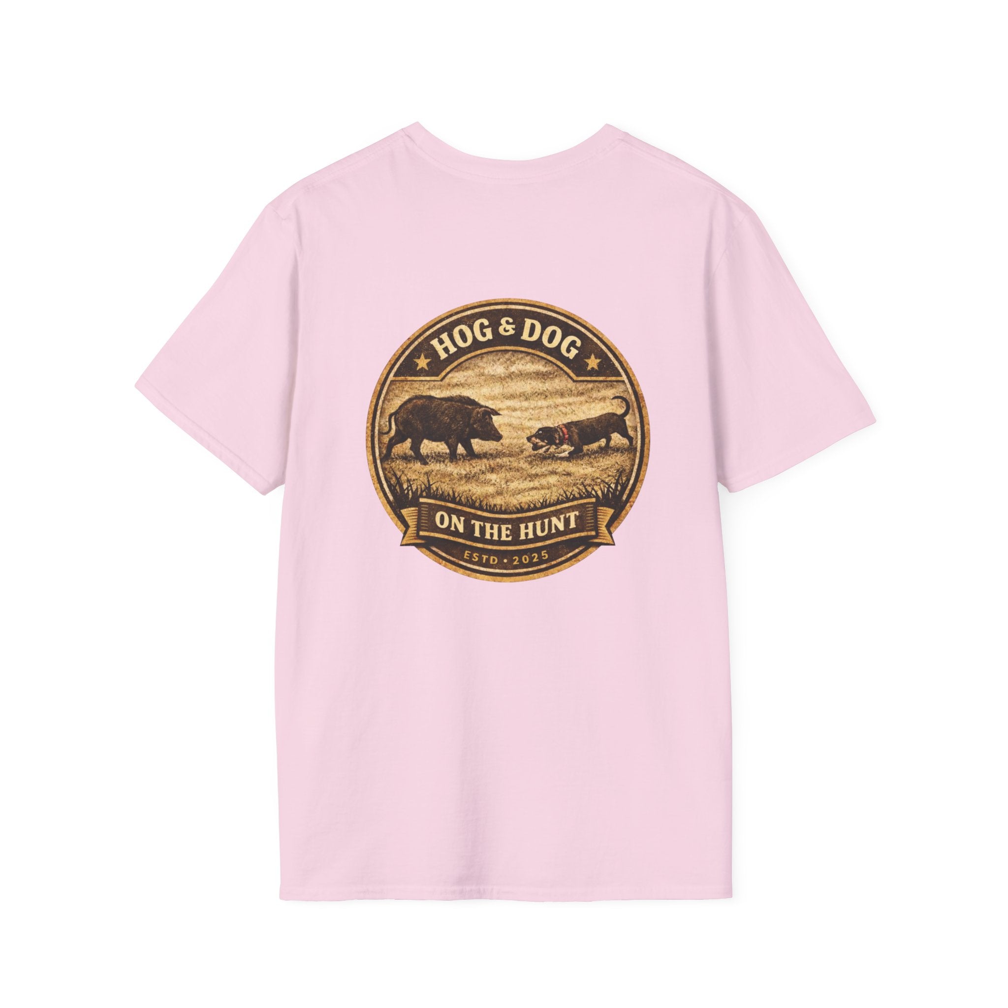Hog & Dog Hunting Graphic T-Shirt — "On the Hunt" Vintage Badge