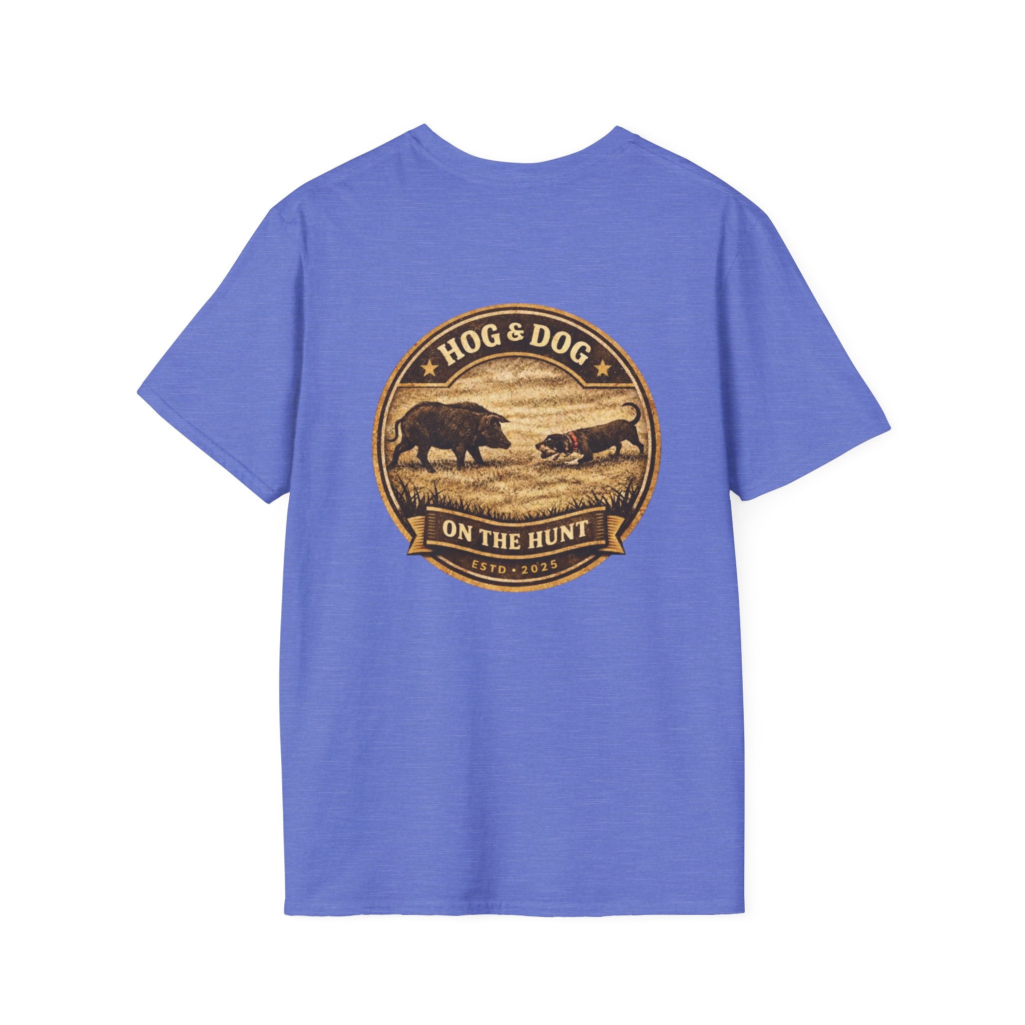 Hog & Dog Hunting Graphic T-Shirt — "On the Hunt" Vintage Badge
