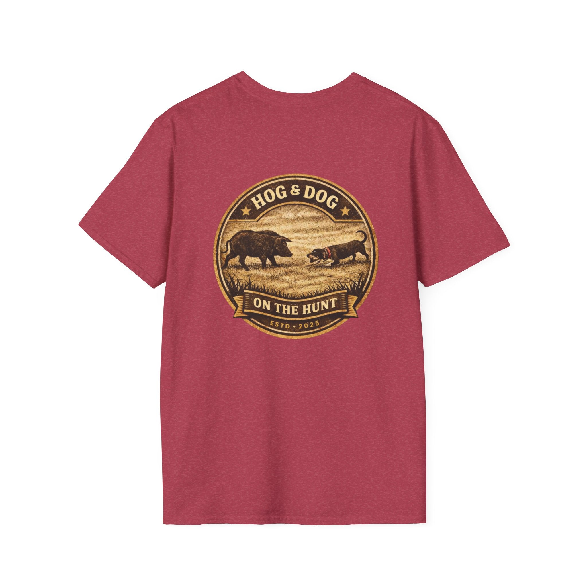 Hog & Dog Hunting Graphic T-Shirt — "On the Hunt" Vintage Badge